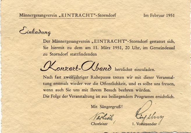 1951 03 11 Einladungskarte zum Konzert Maerz 1951 small